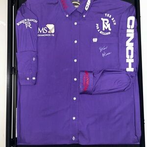 2023 TRFAM Official Autographed Show Cinch Men’s Purple Shirt Dan Huss